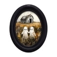 thumbnail image 1 of Halloween Ghost Wall Decor Featuring Rustic Wooden Oval Design, Spooky Country Charm Hanging Sign for Home Bedroom Indoor Display, Seasonal Halloween Party Decor with 1 Piece, 1 of 4