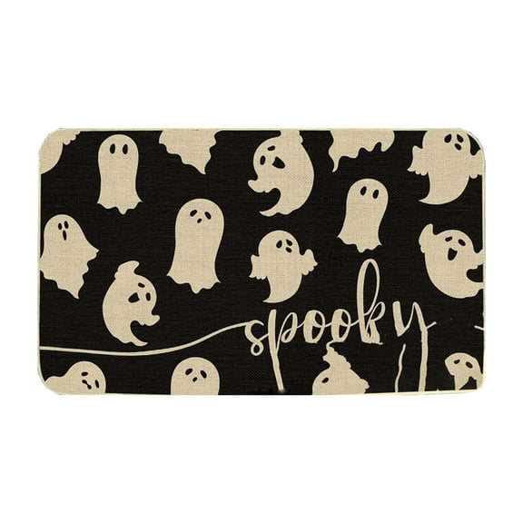 Halloween Ghost Welcome Doormat Spooky Funny Ghost Door Mat, Anti-Slip Rubber Halloween Ghost Decorative Non-Slip Floor Mat for Halloween Indoor Outdoor Entrance Decor