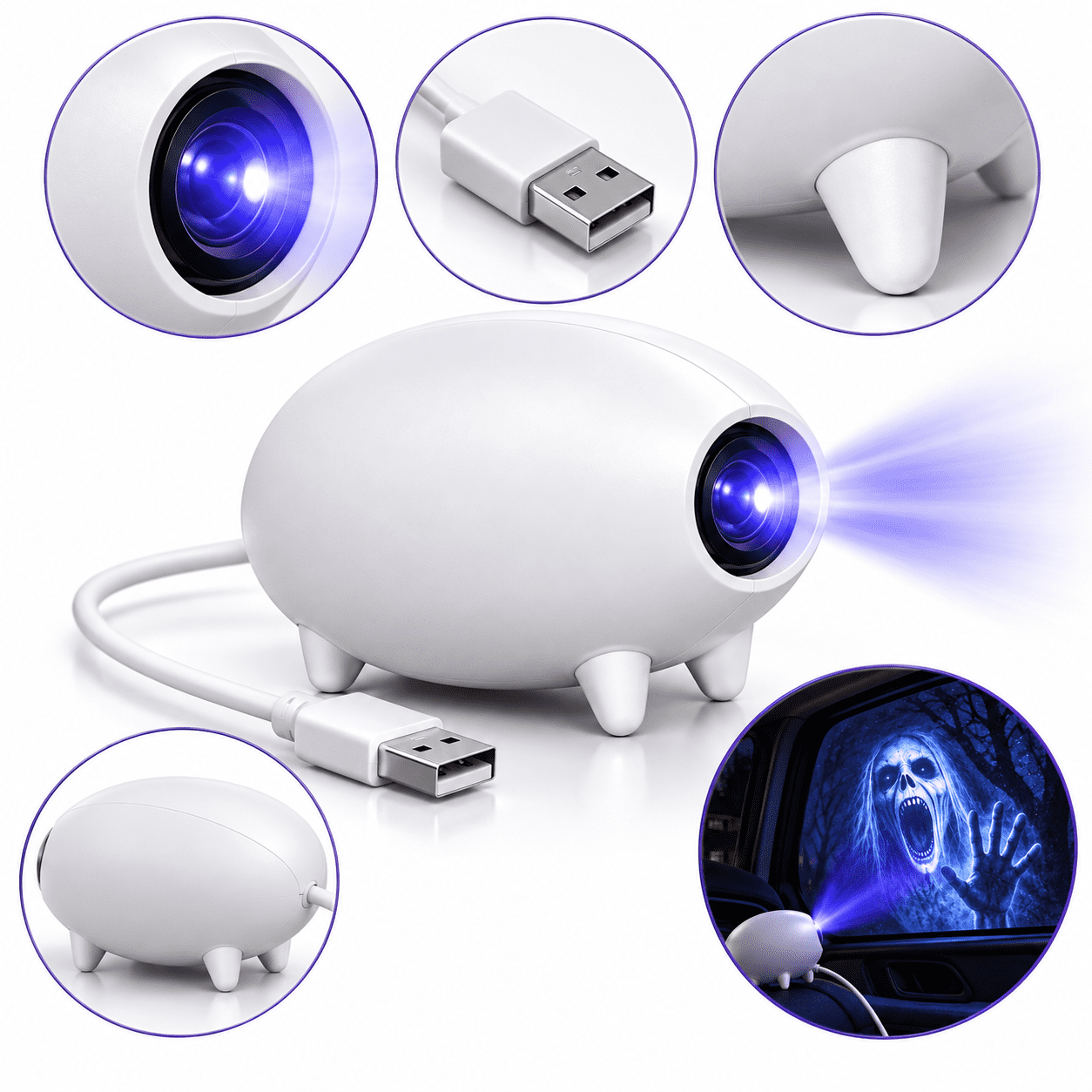 Halloween Ghost Window Projector with 16 Scary Films, USB Powered ...