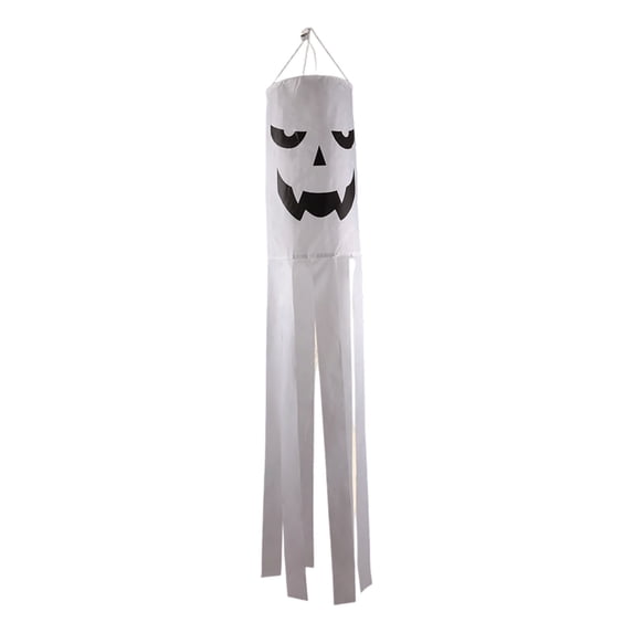 Halloween Ghost Windsock Flag with Battery Operated Lights, 68.9 Inch Glow in The Dark Outdoor Hanging Decor for Yard Patio Garden Pathway, Spooky Night Festive Display
