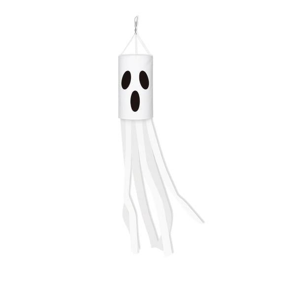 Halloween Ghost Windsock Outdoor Hanging Decoration, Waterproof Polyester Garden Yard Porch Tree Ornament, Spooky Wind Spinner for Party Home Decor