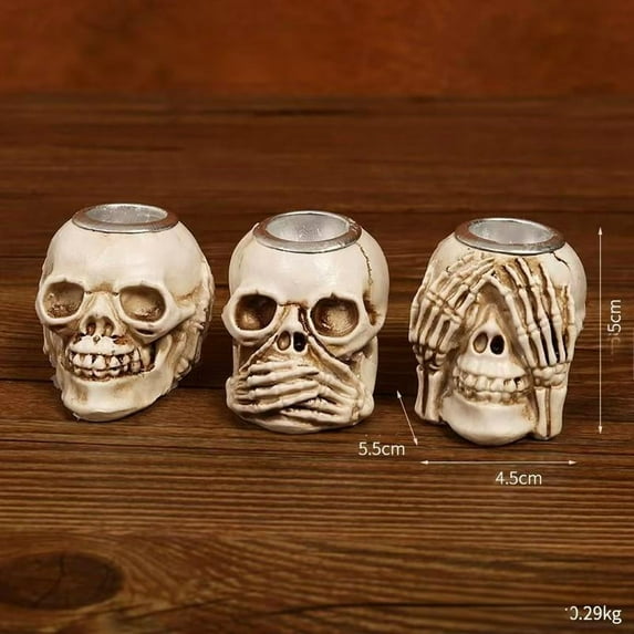 Halloween Ghost Witch Candle Holder - Resin Skull Decor, Small Tabletop Ornament for Party Ambience, Halloween Gift (Candle Not Included)
