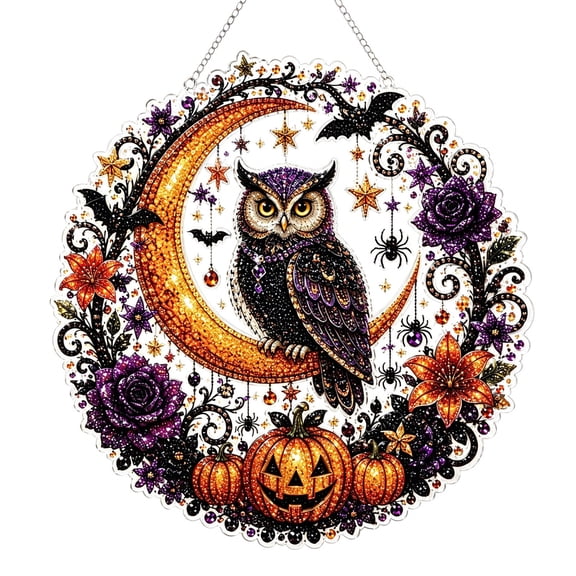 Halloween Ghost Witch Diamond Art Set, Plastic DIY Craft Kit, 9.8x9.8in Material Package, Manual Assembly Decoration, for Home Decor and Holiday Gift