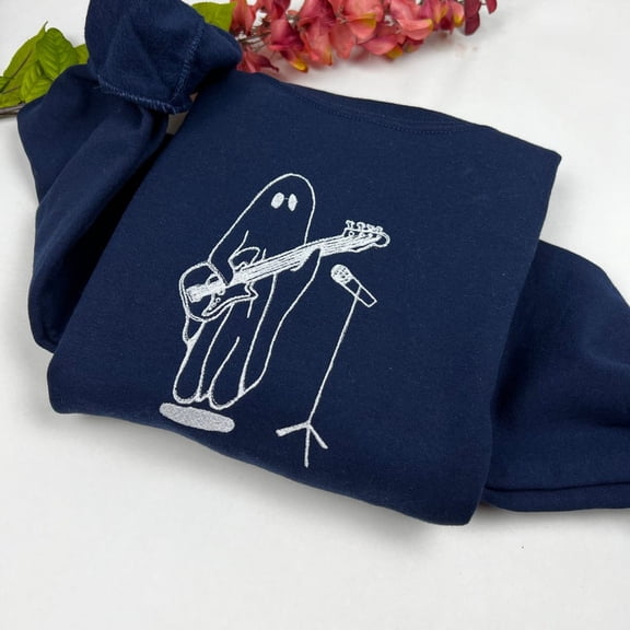 Halloween Ghost With Guitar Embroidered Sweatshirt