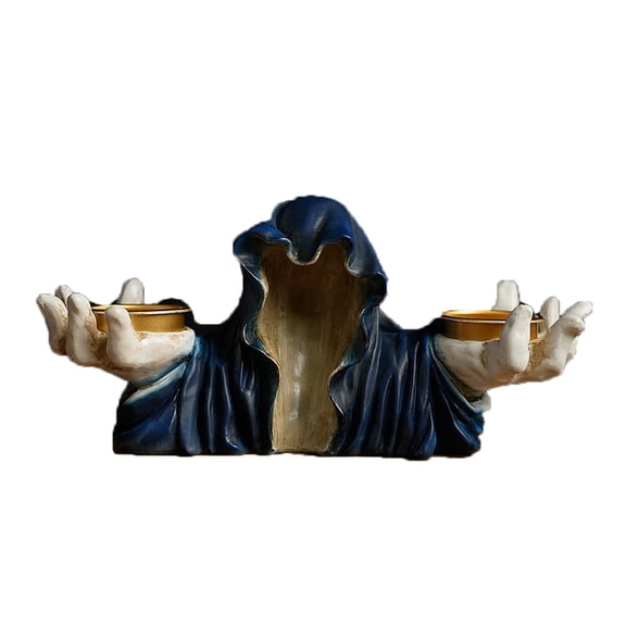 Halloween Ghost Wizard Candle Scented Aromatherapy Candle Retro Witchcraft Decorative Wax Statue Art Piece for Spooky Gothic Home Party Table Centerpiece,Blue