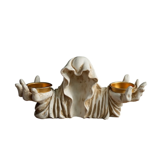 Halloween Ghost Wizard Candle Scented Aromatherapy Candle Retro Witchcraft Decorative Wax Statue Art Piece for Spooky Gothic Home Party Table Centerpiece,White