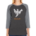 thumbnail image 1 of Halloween Ghost - Women's Raglan Baseball Word Art T-Shirt, 1 of 2