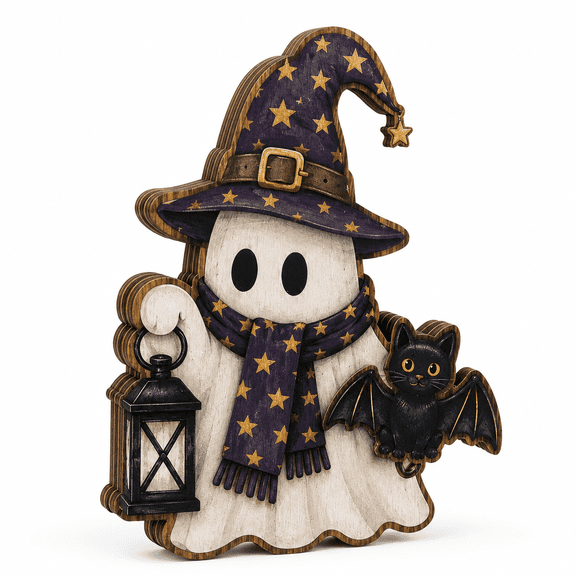 Halloween Ghost Wooden Block Decor, Cute Ghost Wood Block Sign, Rustic Halloween Shelf Sitter, Spooky Farmhouse Table Decor, Fall Home Decor