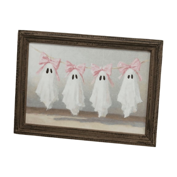Halloween Ghost Wooden Picture Frame Spooky Tabletop Ornament Rustic Shelf Decor For Festive Holiday Home Display