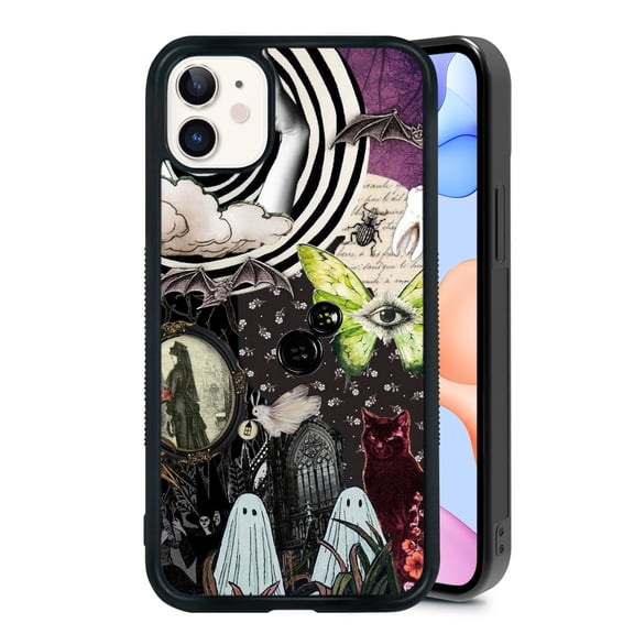 Halloween Ghost for iPhone 11 Pro Case, Cute Aesthetic Fashion Jigsaw Puzzle Shock-Absorbent Protective,Black