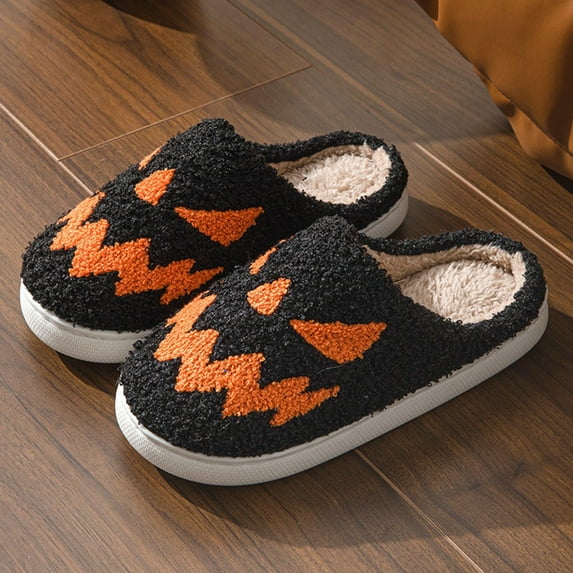 Halloween Ghostface Graphic Slippers for Women Men Memory Foam Fuzzy Slippers Moccasin Winter Shoes Warm Plush Bedroom Shoes with Faux Fur Lining Gift for All Saints' Day