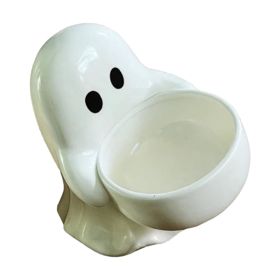 Halloween Ghostly Candleholder Ceramic Tabletop Decors Multiuse Candy Dish Bowl For Festives Home Party Decoration Gift