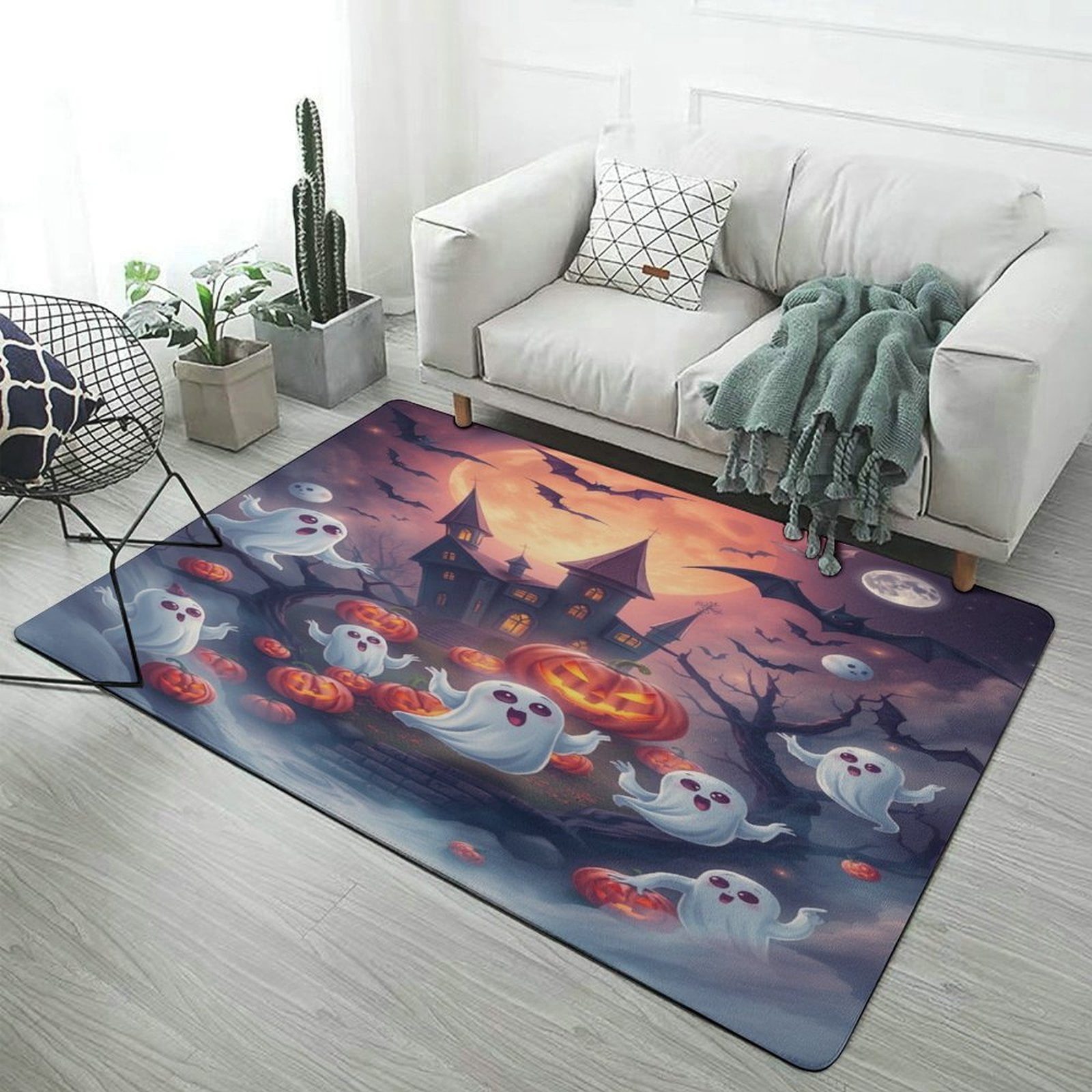 Large Fun Rug Halloween Ghostly Fun Light Luxury Home Carpets Living Room Ration ...