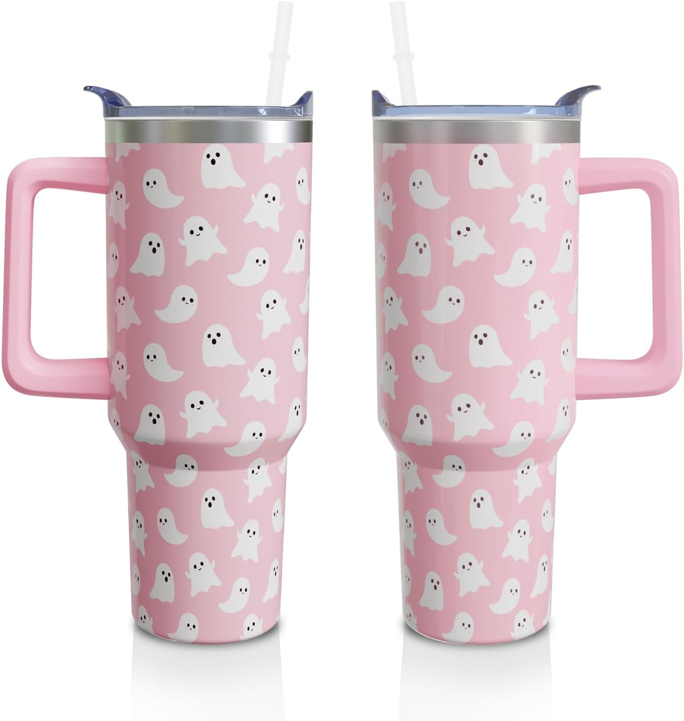 Halloween Pink Ghost Stainless Steel Double Wall Tumbler. Brand offers New.