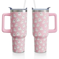 Halloween Ghosts 40 Oz Tumbler with Handle and Straw, Cute Spooky Stainless Steel Insulated Cup Water Bottle, Holiday Gifts for Women Girls (1PC)