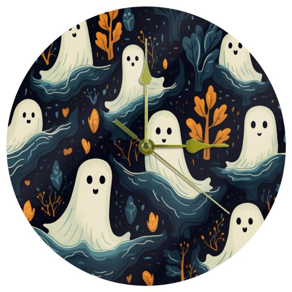 Halloween Ghosts Acrylic Circular Wall Clock - Unique Design, Modern Style