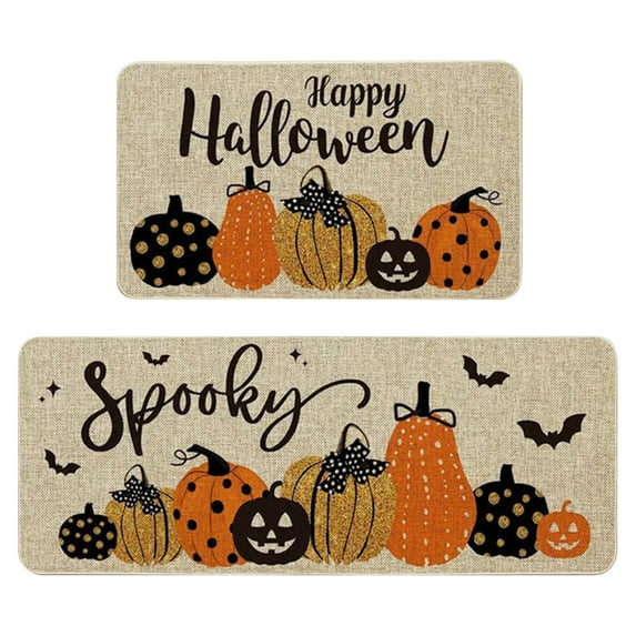 Halloween Ghosts And Horror Polka Dot Kitchen Rug 2-Piece Set, Fun Kitchen Mats, Suitable For Home Use 47.24"x15.74+15.74"x23.62"