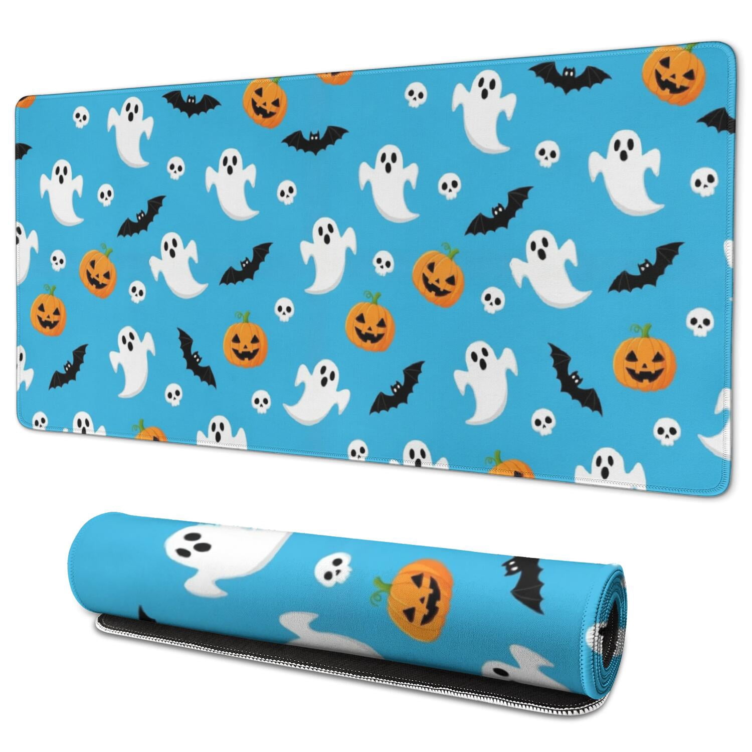 Halloween Ghosts and Bats Pattern Extended Large Mouse Pad, Desk ...