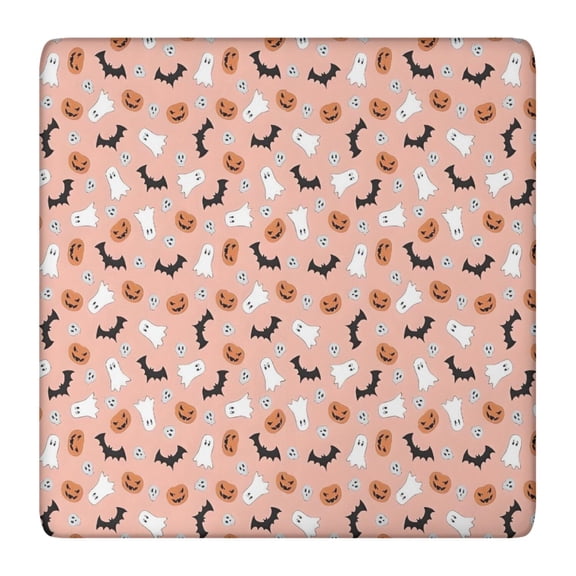 Pastel Halloween Ghosts Pattern Square Fitted Tablecloth with Elastic Edge,Square Table Cover,Washable Elastic Table Cover for Home Kitchen Party Decor 36"x36"