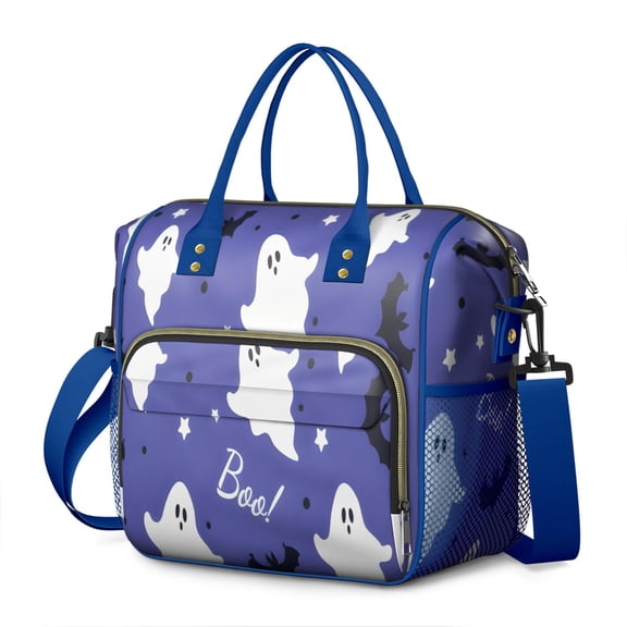 Halloween Ghosts Bats Stars and Boo Womens Lunch Box for Work,Insulated Large Lunch Bag for Tween and Teen,Loncheras Para Mujer,Leakproof Adult Lunch Bag for Work,Beach,Travel,Picnic,Camping