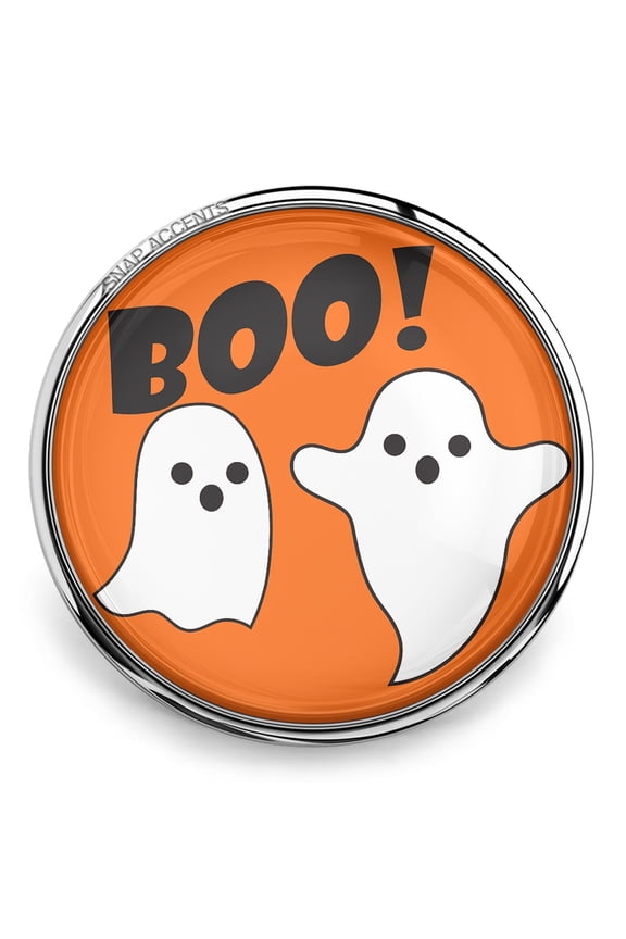 Snap Jewelry 18MM Halloween Ghosts Boo Ginger Charm in Orange