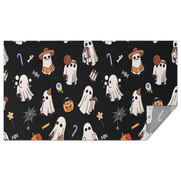 Halloween Ghosts with Costumes Rectangle Tablecloth 60"x102",Waterproof Polyester Rectangle Table Cloth, Wipeable Spillproof Polyester Tablecloth for Dining, Camping, Indoor and Outdoor