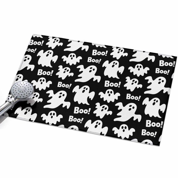 Halloween Ghosts Entryway Rug 2x3ft Washable Non Slip Bathroom Rug Low Pile Indoor Floor Front Door Mat Fall Horror Spooky Textured Black Rectangle Area Rugs Carpet for Kitchen Office Dining Room
