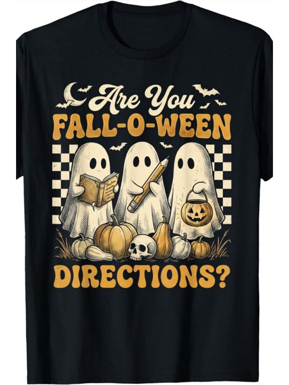 Halloween Ghosts Fall-O-Ween Pumpkin Skull Spooky Autumn T-Shirt