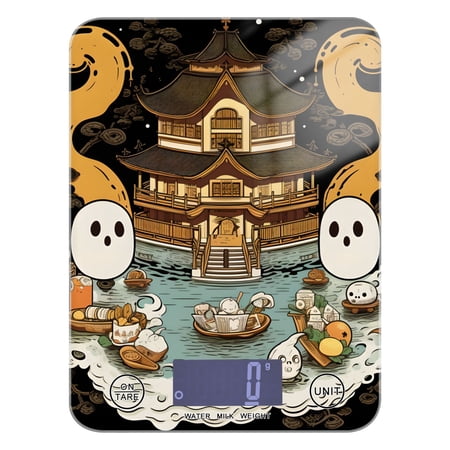 Halloween Ghosts Food Scale Digital Kitchen Scale Waterproof Tempered Glass Tare Function 11 lb for Baking Cooking Meal Prep