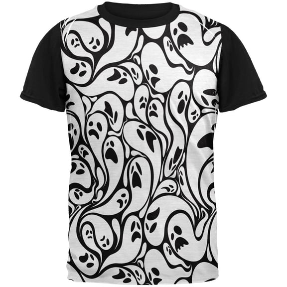 Halloween Ghosts & Ghouls Adult Black Back T-Shirt - Small