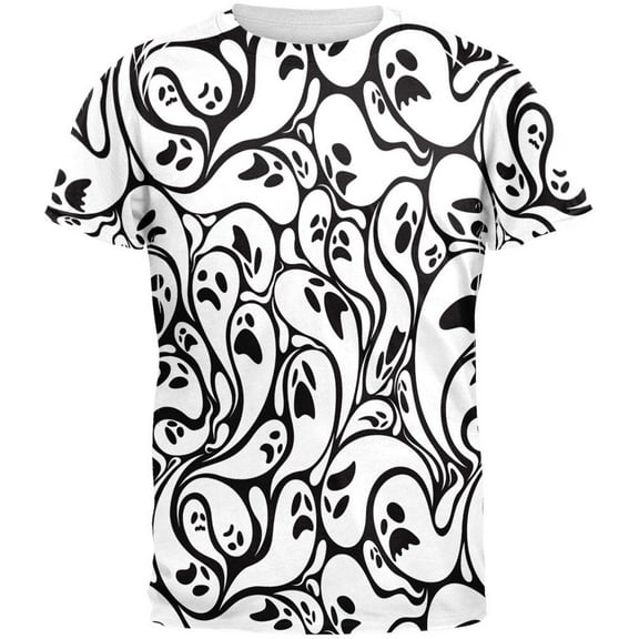 Halloween Ghosts & Ghouls All Over Adult T-Shirt - Large