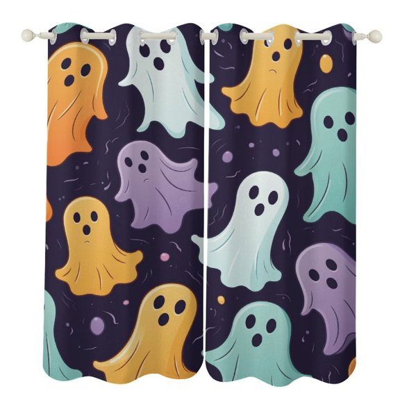 Halloween Ghosts Horror Pumpkin Blackout Window Curtains for Bedroom Living Room Kicthen High Shading 2 Panels