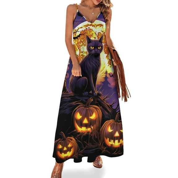 Halloween Ghosts Horror Pumpkin Fine Art Sleeveless Dress Summer Dress Woman 2025