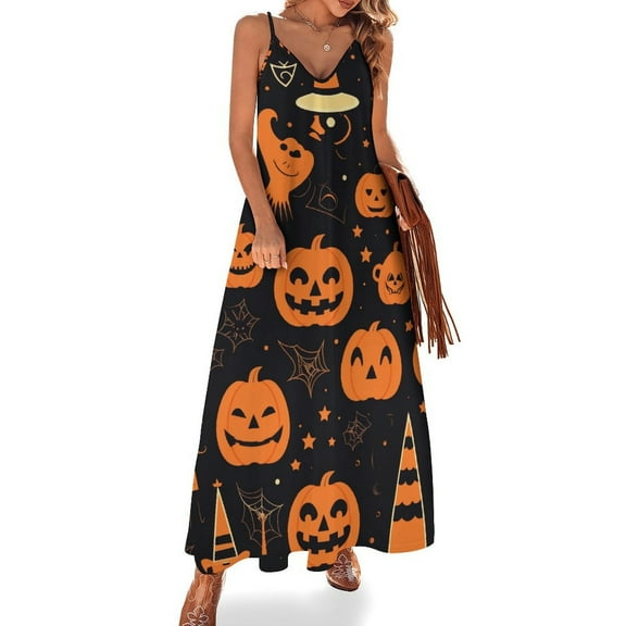 Halloween Ghosts Horror Pumpkin Fine Art Sleeveless Dress Summer Dress Woman 2025