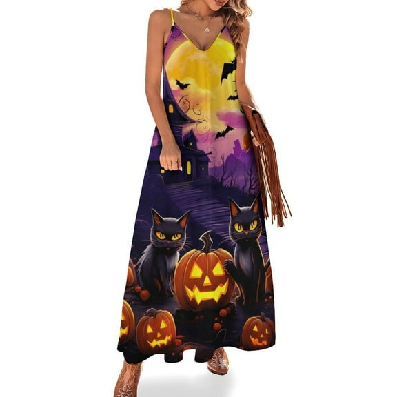 Halloween Ghosts Horror Pumpkin Fine Art Sleeveless Dress Summer Dress Woman 2025
