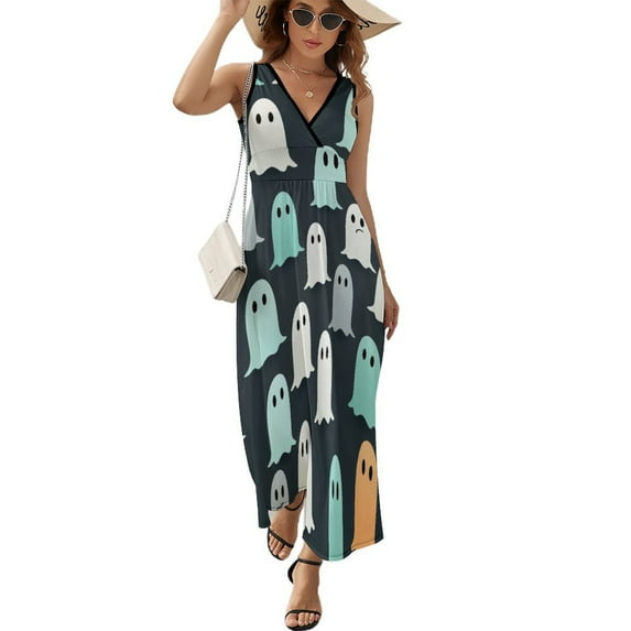 Halloween Ghosts Horror Pumpkin Pattern Design Sleeveless Dress Summer Clothes for Women Women's Clothing 2025