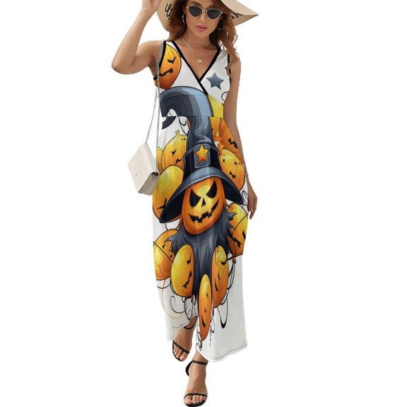 Halloween Ghosts Horror Pumpkin Pattern Design Sleeveless Dress Summer Clothes for Women Women's Clothing 2025
