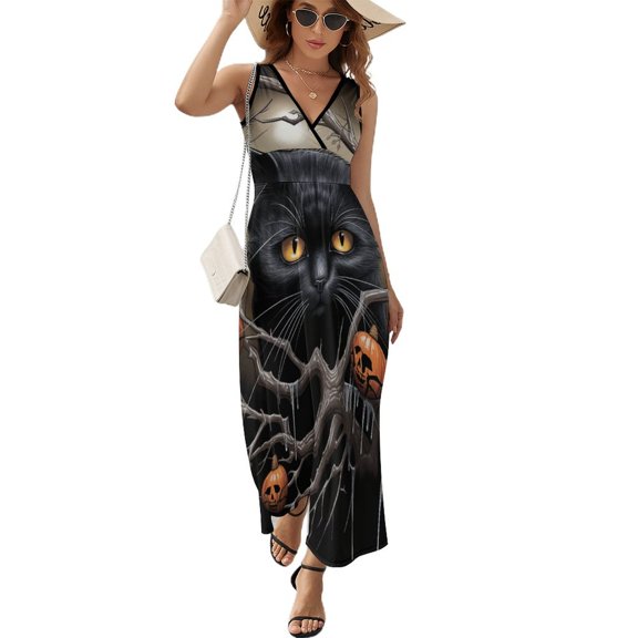 Halloween Ghosts Horror Pumpkin Pattern Design Sleeveless Dress Summer Clothes for Women Women's Clothing 2025