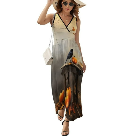 Halloween Ghosts Horror Pumpkin Pattern Design Sleeveless Dress Summer Clothes for Women Women's Clothing 2025