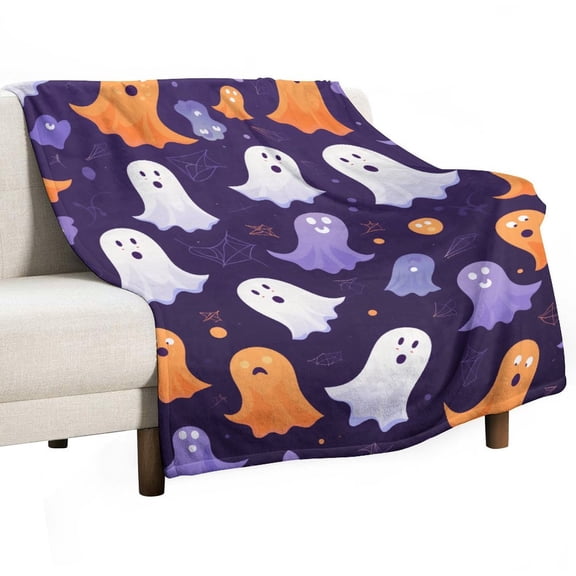 Halloween Ghosts Horror Pumpkin Print Blanket Warm Throw Blanket Soft Flannel Lightweight Throw Blankets Couch Bed Travel Bedding Room Decor for Kids Teens Adults