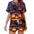 thumbnail image 1 of Halloween Ghosts Horror Pumpkin Print Women'S Pajamas Set Summer Sleepwear Sets 2 Piece Lounge Set, 1 of 7