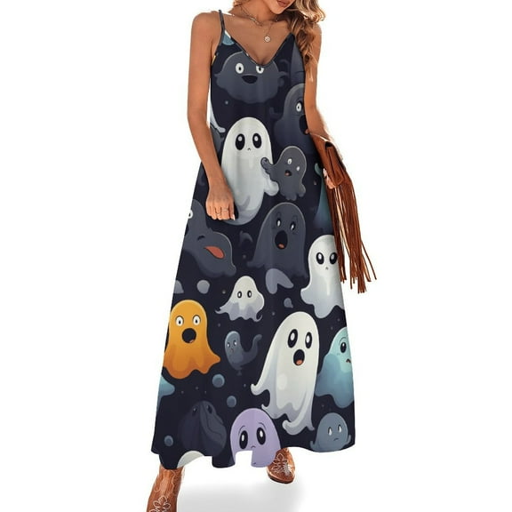 Halloween Ghosts Horror Pumpkin Sleeveless Dress Woman Fashion Long Dresses Women's Summer Suit Dress Summer 2025 Women