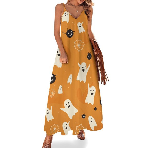 Halloween Ghosts Horror Pumpkin Sleeveless Dress Women's Luxury Party Dress Birthday Dresses for Women