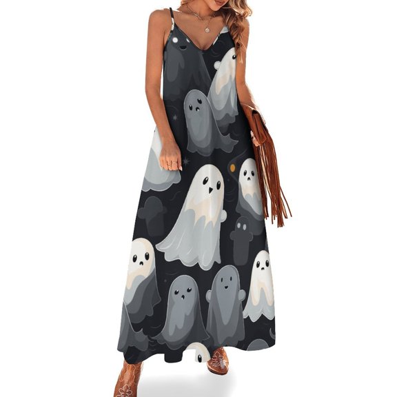 Halloween Ghosts Horror Pumpkin Sleeveless Dress Women's Luxury Party Dress Birthday Dresses for Women