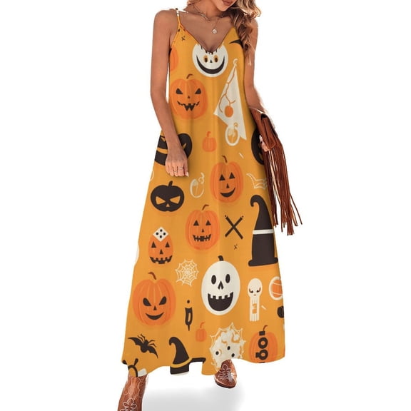 Halloween Ghosts Horror Pumpkin Sleeveless Dress for Women Clothing Female Women's Summer Skirt