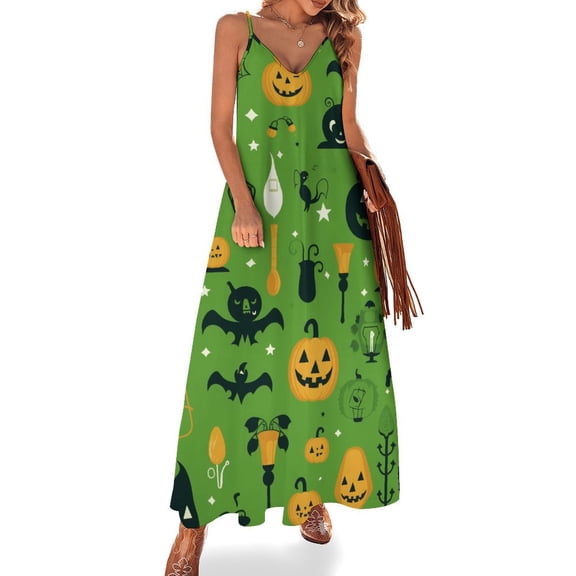 Halloween Ghosts Horror Pumpkin Sleeveless Dress for Women Clothing Female Women's Summer Skirt