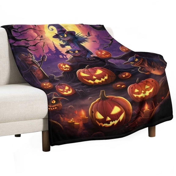 Halloween Ghosts Horror Pumpkin Throw Blanket for Women, Men & Kids - Super Soft Plush Blanket Throw Fleece Blanket Animal Blanket