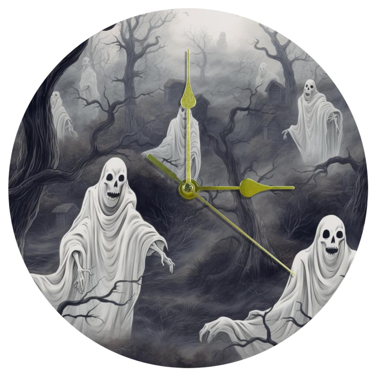 Halloween Ghosts Modern Round Acrylic Wall Clock, 9.8 Inches, Silent ...