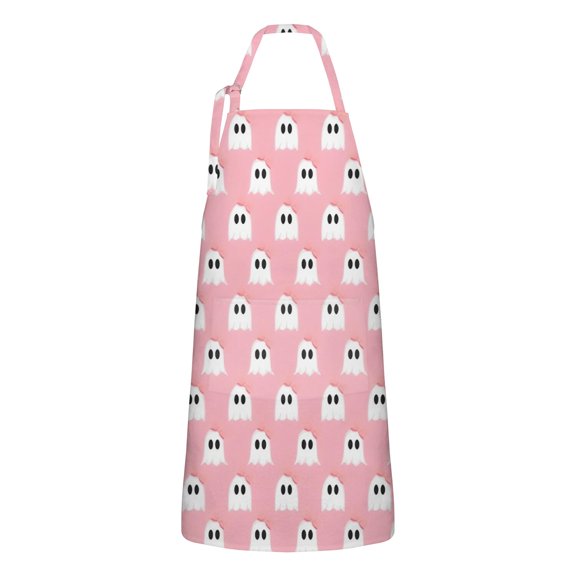 Halloween Ghosts Apron-Garden Aprons for Women with Pockets-Cotton Linen Waterproof Kitchen Cooking Gardening Aprons Adjustable for Kitchen,Cooking,BBQ and Salon 32"x27"