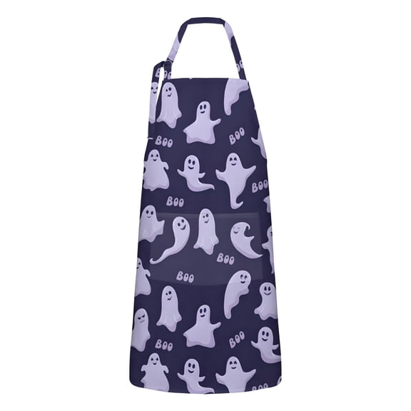 Halloween Ghosts Apron-Garden Aprons for Women with Pockets-Cotton Linen Waterproof Kitchen Cooking Gardening Aprons Adjustable for Kitchen,Cooking,BBQ and Salon 32"x27"